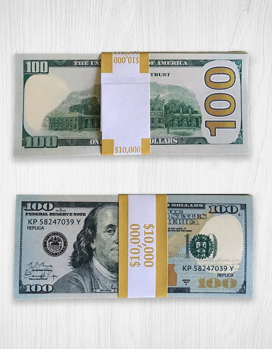 Money Prop - New Style $100's Crisp New $10000 Full Print Stack